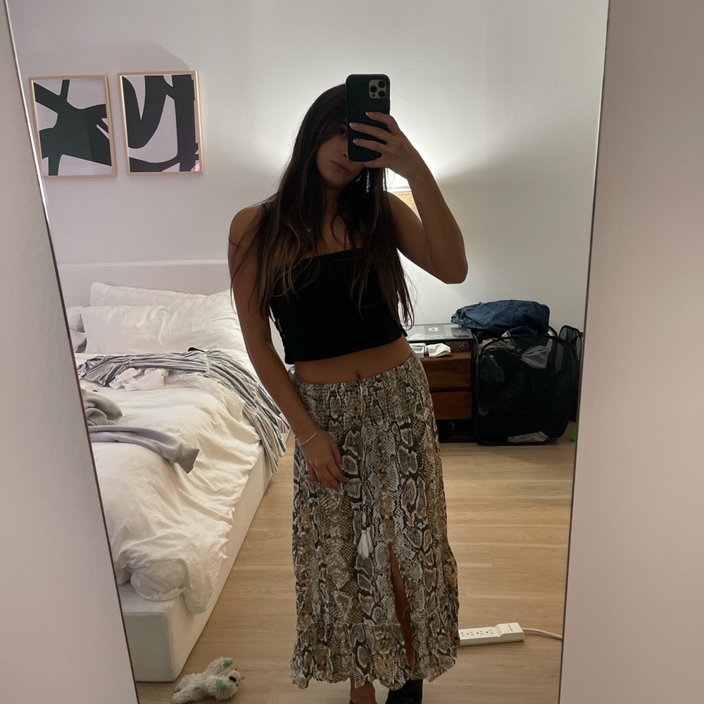 NWT Blue Island Beach Skirt - Beige / Brown Snake